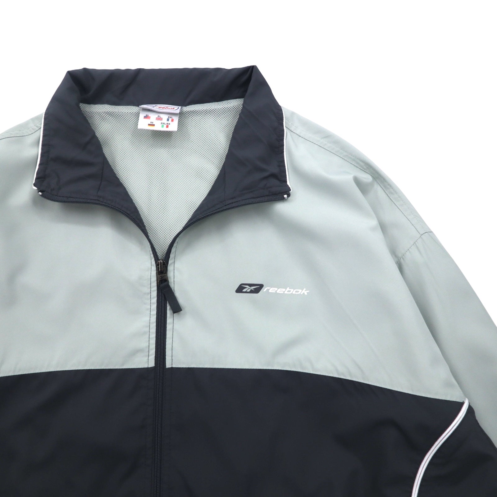 Reebok Tuta da ginnastica anni 2000, giacca sportiva XL grigio, fodera in mesh, logo piccolo