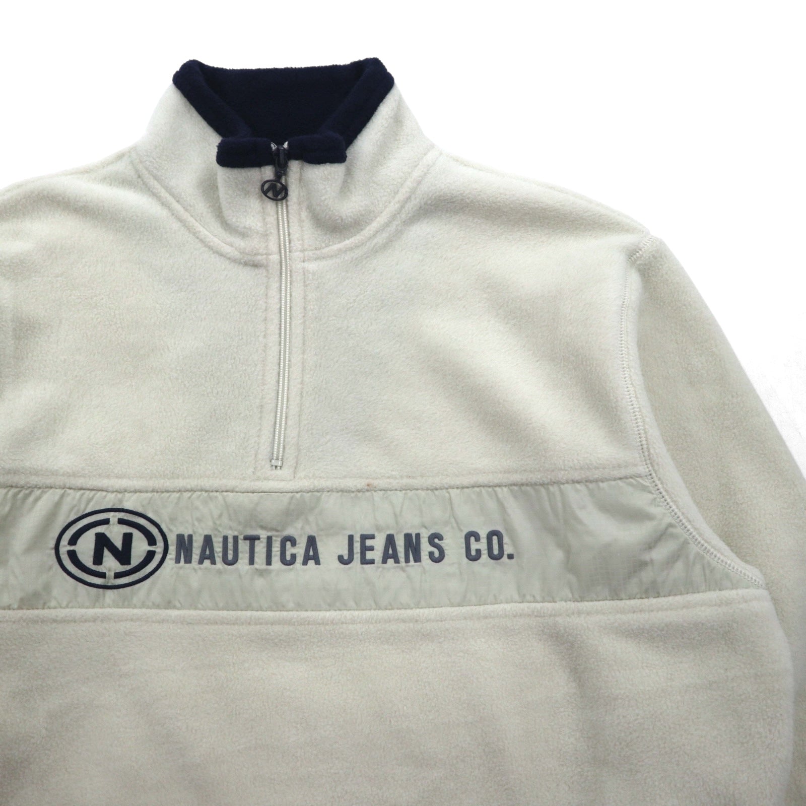 NAUTICA 90年代 ハーフジップ フリースジャケット M ホワイト Nautica Jeans Company