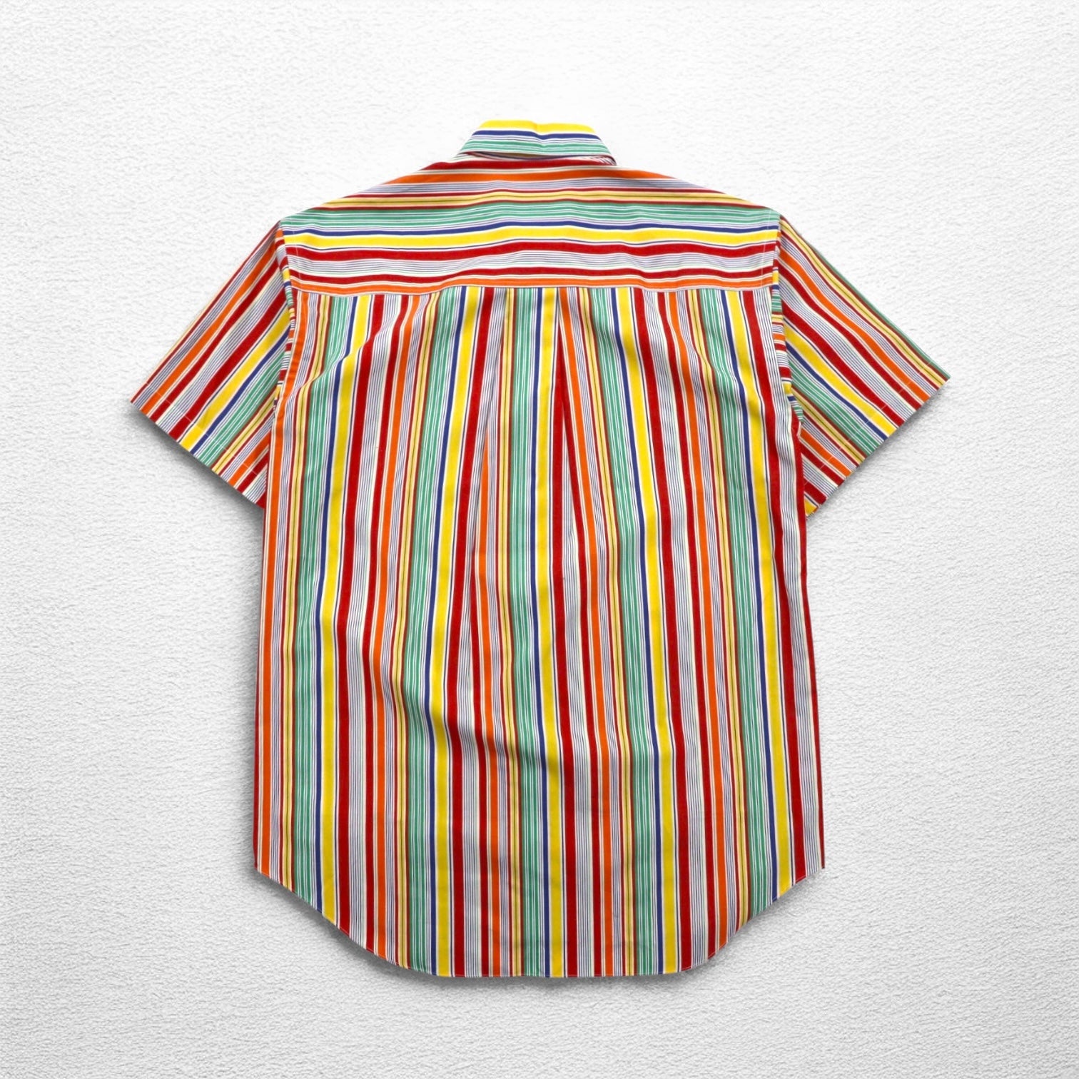 TRUSSARDI 半袖 マルチストライプシャツ M ワンポイントロゴ刺繍 日本製 未使用品