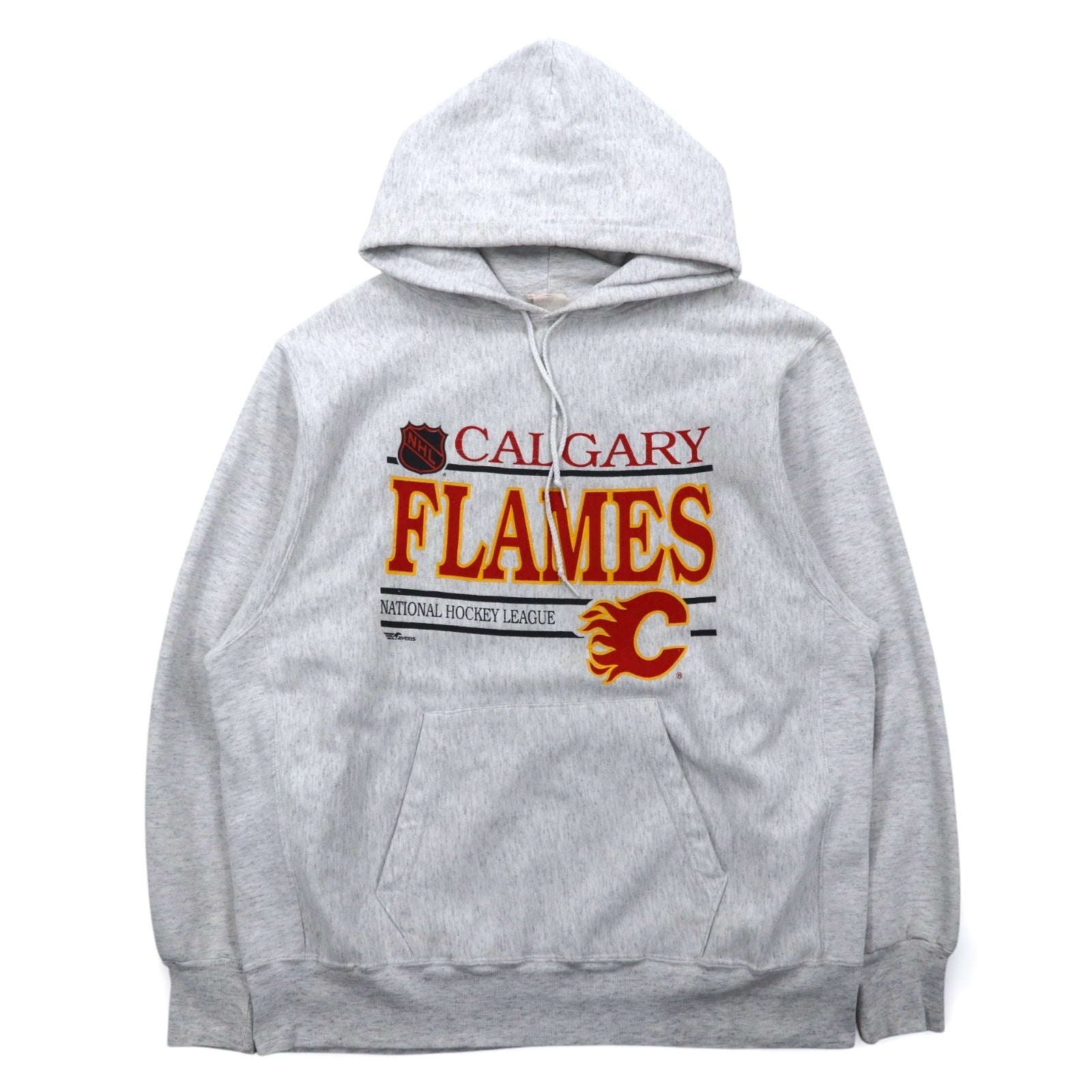 Felpa con cappuccio pullover ATHLETIC ravens anni '90, fabbricata in Canada, taglia XL, grigia, interno felpato, NHL CALGARY FLAMES