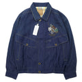 OR CLUB Anni '80 Giacca denim swingtop Harrington jacket denim L blu blu scuro cotone retrò ricamo made in Japan Nuovo con etichette