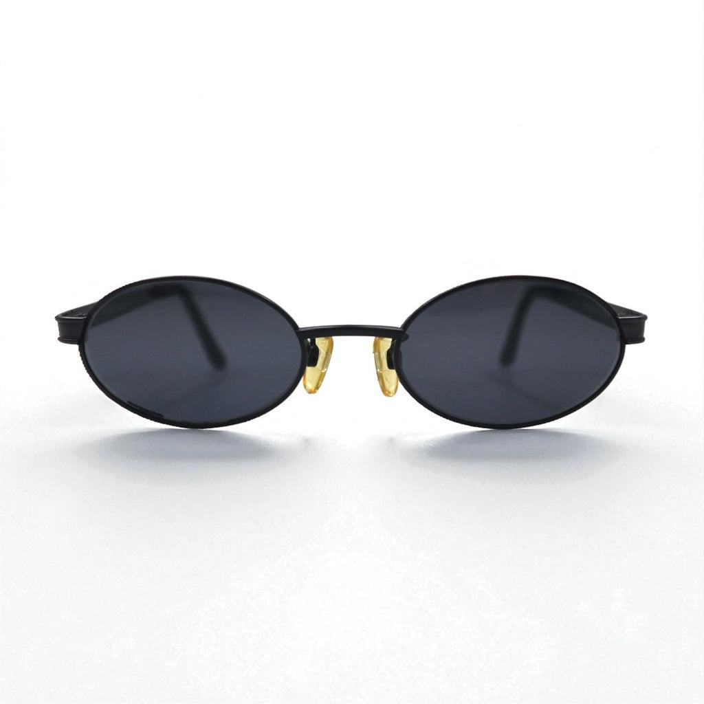 VERSACE Occhiali da sole ovali Made in Italy, montatura in metallo, neri, MOD.R65