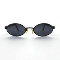 VERSACE Occhiali da sole ovali Made in Italy, montatura in metallo, neri, MOD.R65