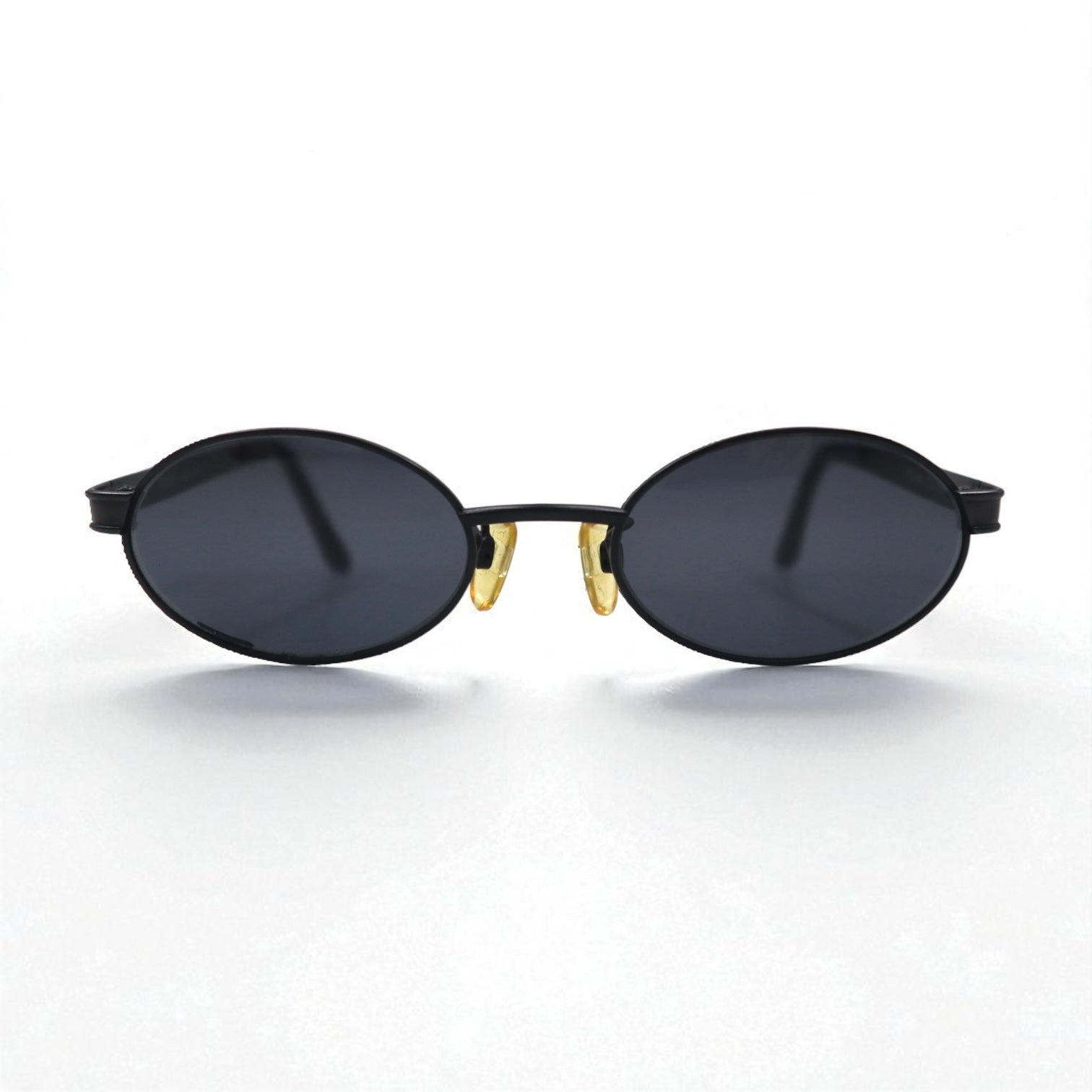 VERSACE Occhiali da sole ovali Made in Italy, montatura in metallo, neri, MOD.R65