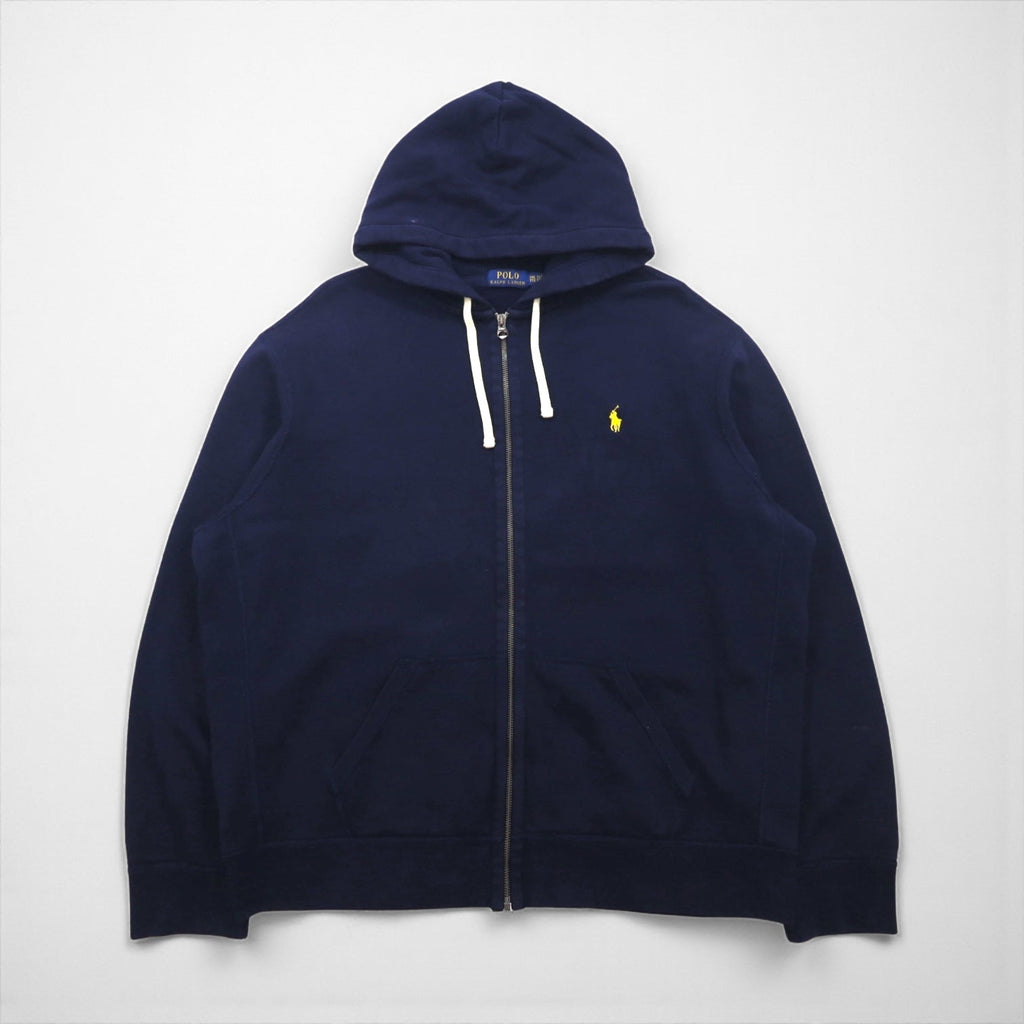 Polo Ralph Lauren リバースウィーブ ジップパーカー 2XL ネイビー スモールポニー刺繡 ビッグサイズ