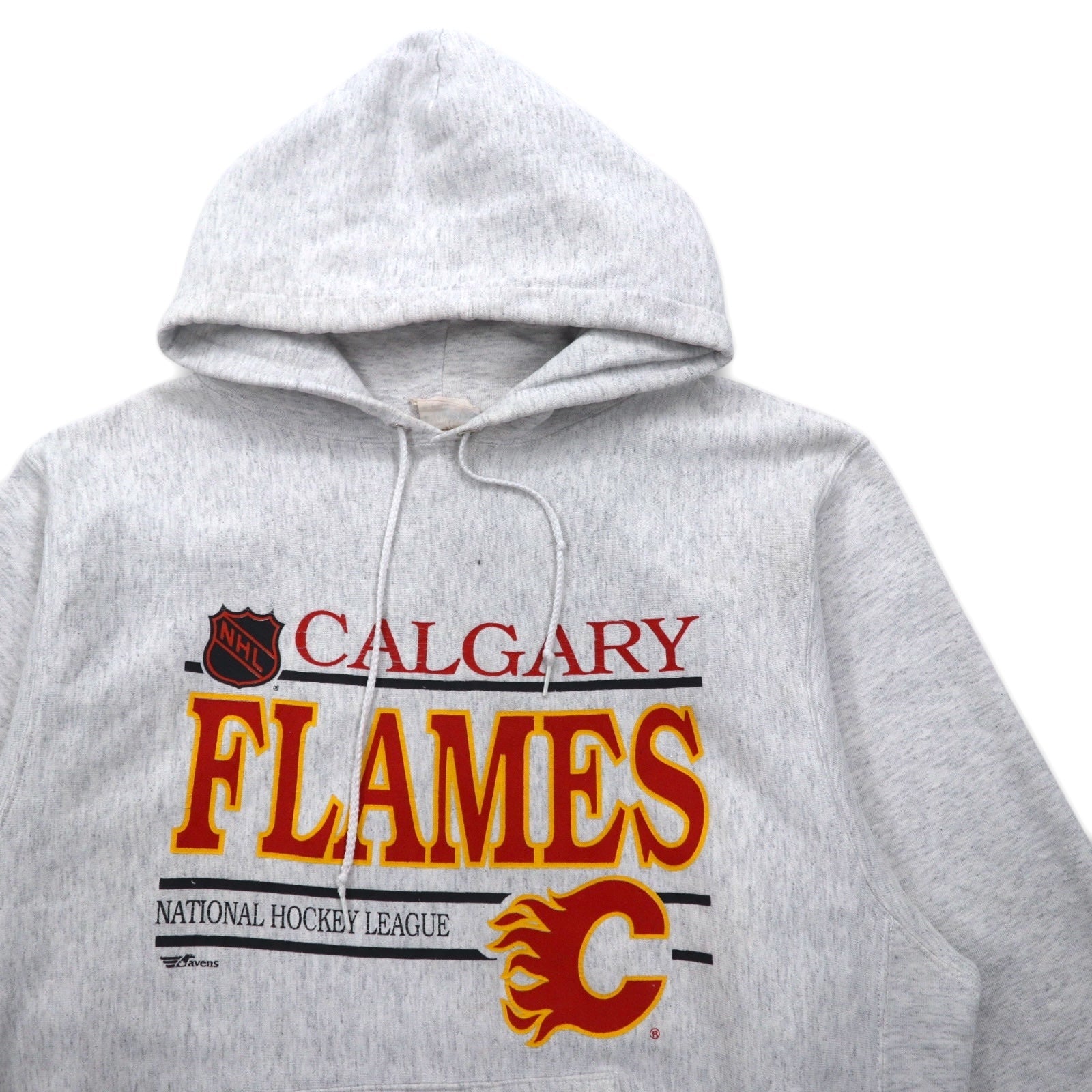 Felpa con cappuccio pullover ATHLETIC ravens anni '90, fabbricata in Canada, taglia XL, grigia, interno felpato, NHL CALGARY FLAMES