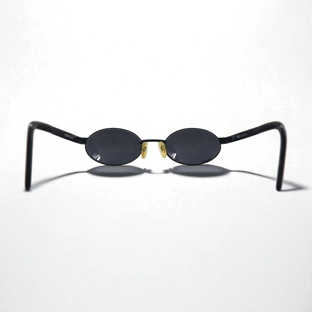 VERSACE Occhiali da sole ovali Made in Italy, montatura in metallo, neri, MOD.R65