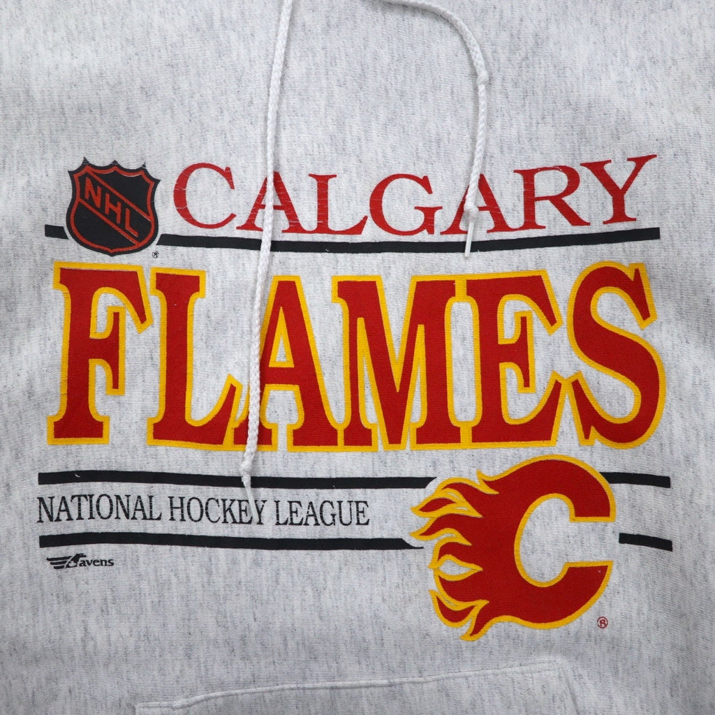 Felpa con cappuccio pullover ATHLETIC ravens anni '90, fabbricata in Canada, taglia XL, grigia, interno felpato, NHL CALGARY FLAMES