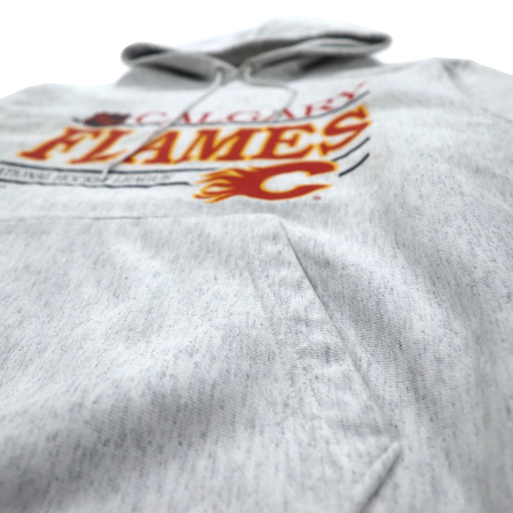 Felpa con cappuccio pullover ATHLETIC ravens anni '90, fabbricata in Canada, taglia XL, grigia, interno felpato, NHL CALGARY FLAMES