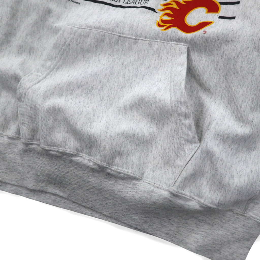 Felpa con cappuccio pullover ATHLETIC ravens anni '90, fabbricata in Canada, taglia XL, grigia, interno felpato, NHL CALGARY FLAMES