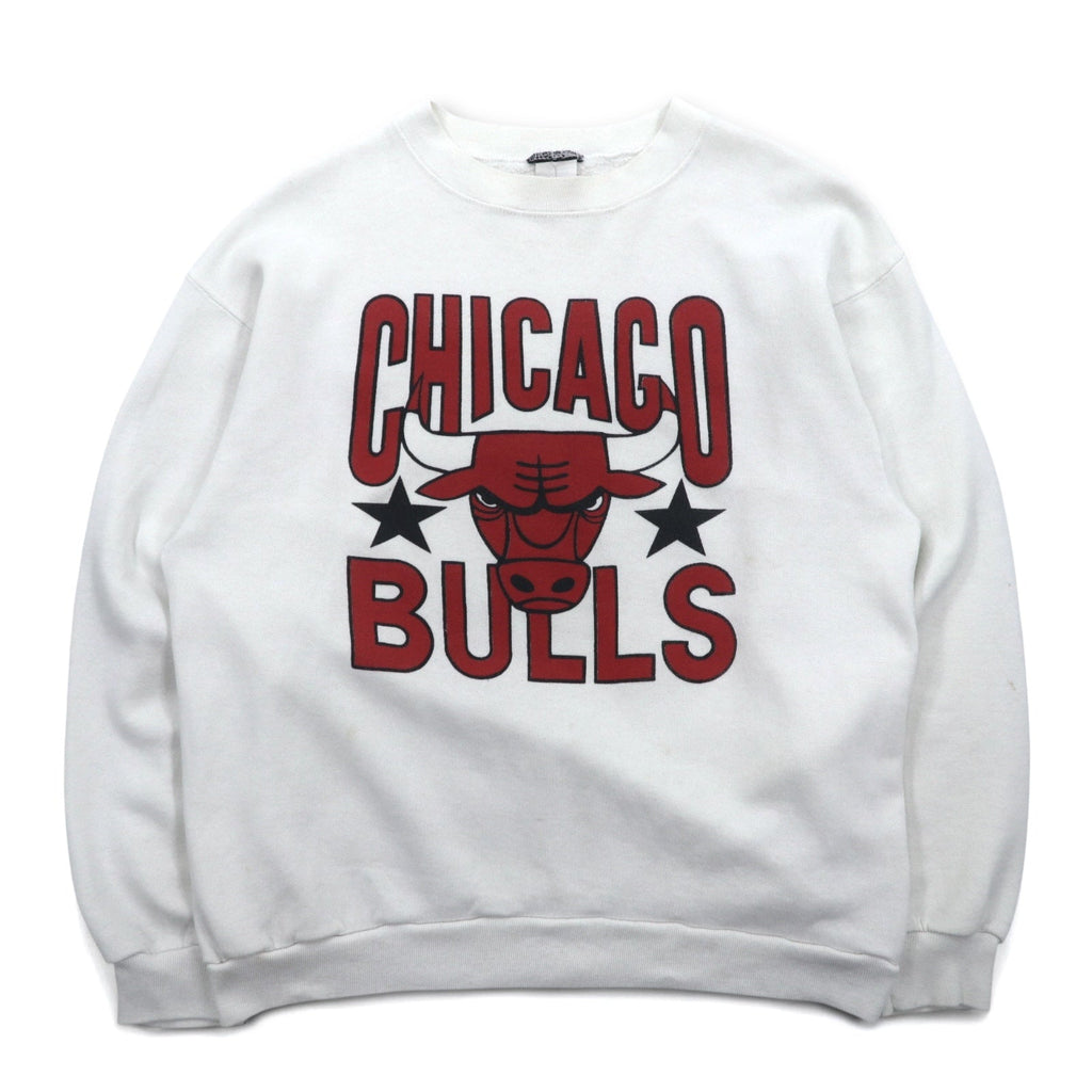 Vintage 90s USA Made Sweatshirt NBA CHICAGO BULLS 90年代 USA製 プリント スウェット L ホワイト シカゴブルズ
