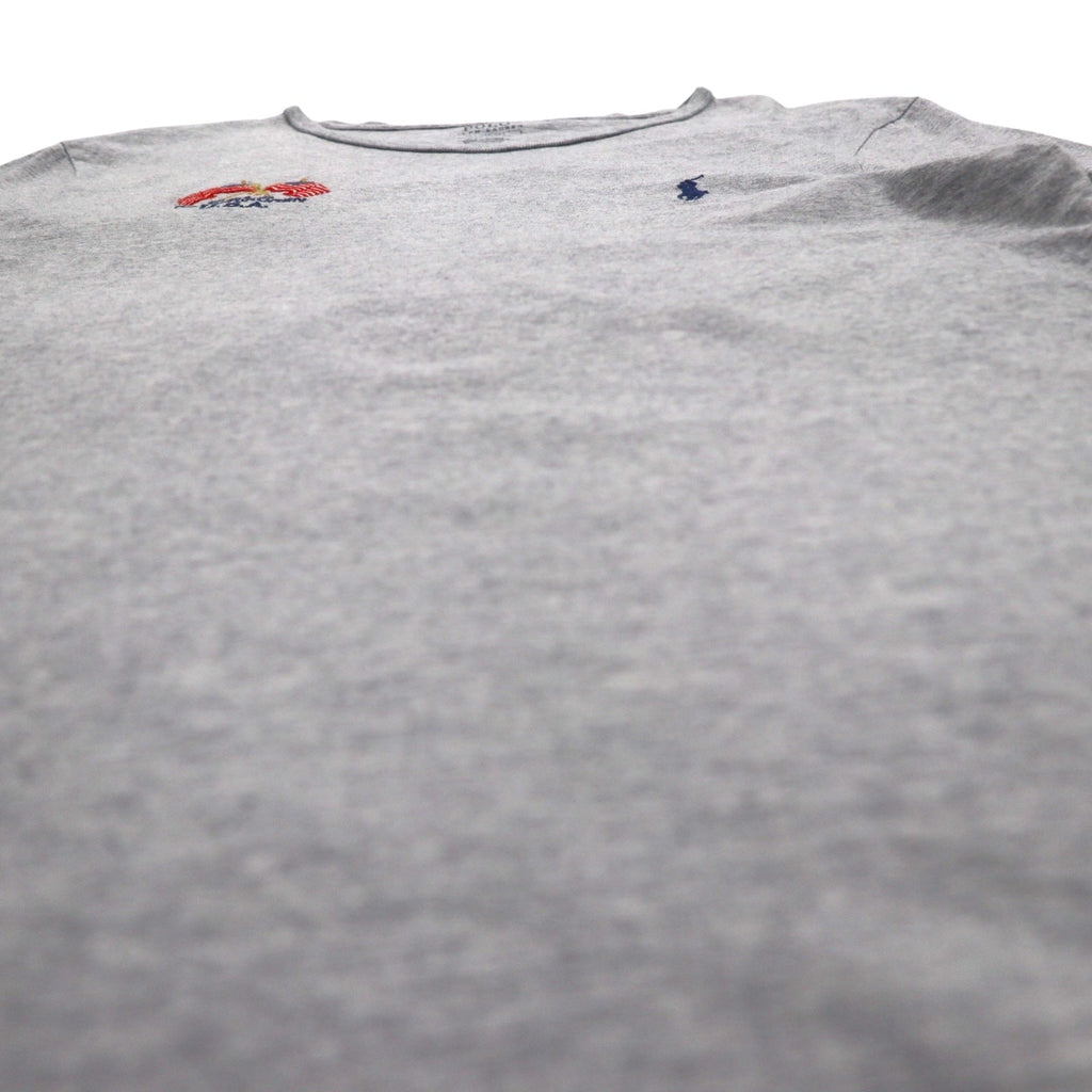 POLO RALPH LAUREN ロゴ刺繍Tシャツ M グレー コットン 星条旗 USA スモールポニー刺繍