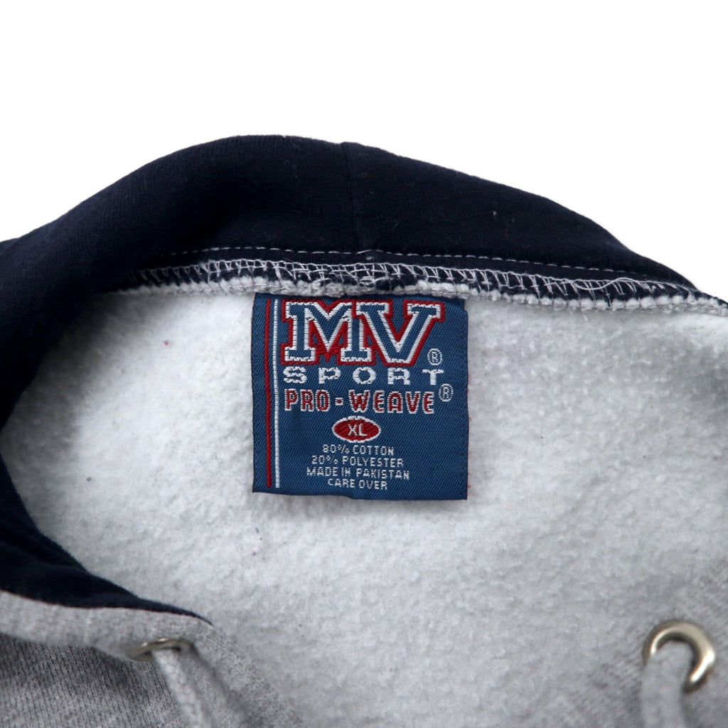 MV SPORT Anni '90 Felpa con cappuccio Reverse Weave XL Grigia Cotone Felpato Interno "Paki-men" Stampa universitaria BIG BAY MICHIGAN PRO-WEAVE Taglia Grande