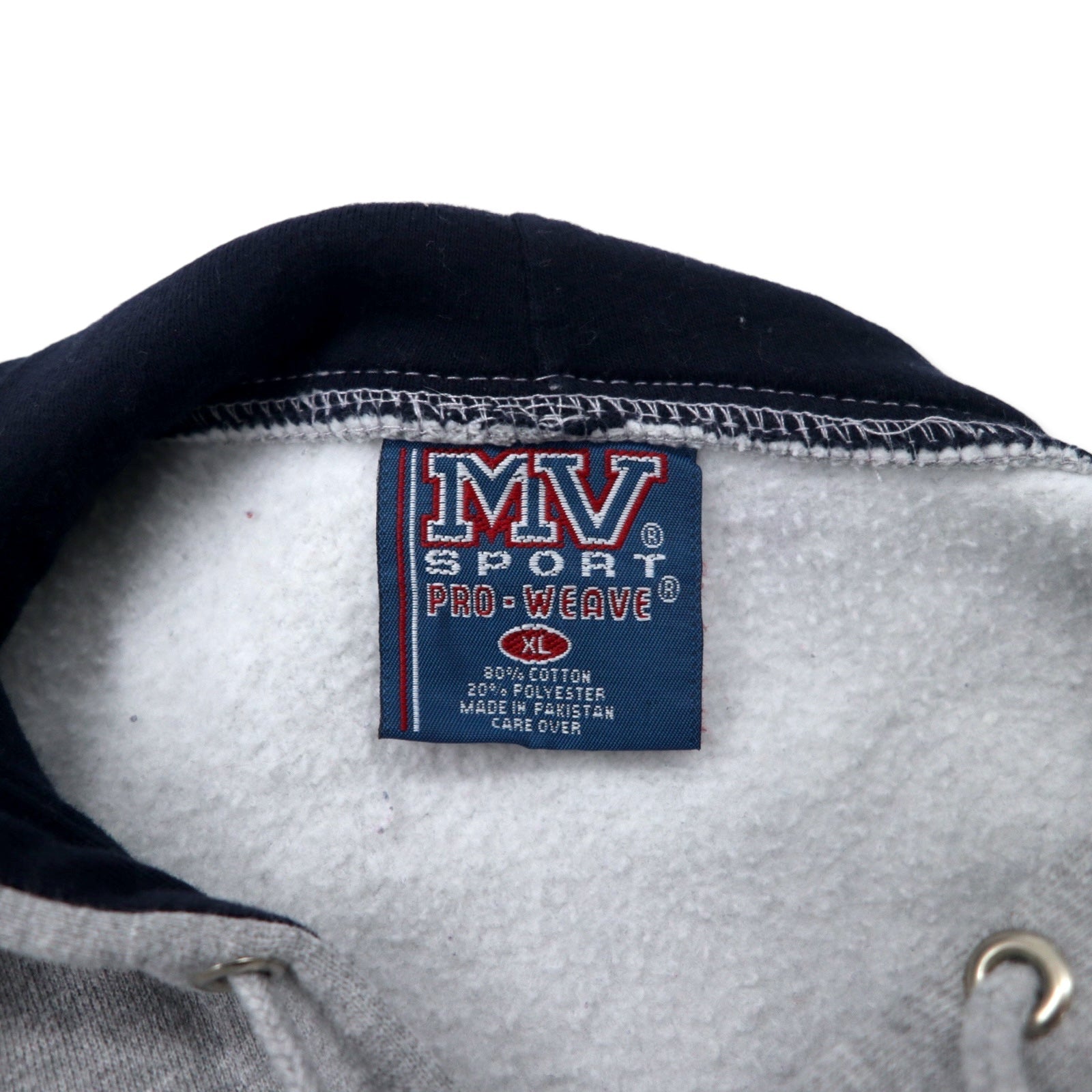 MV SPORT Anni '90 Felpa con cappuccio Reverse Weave XL Grigia Cotone Felpato Interno "Paki-men" Stampa universitaria BIG BAY MICHIGAN PRO-WEAVE Taglia Grande
