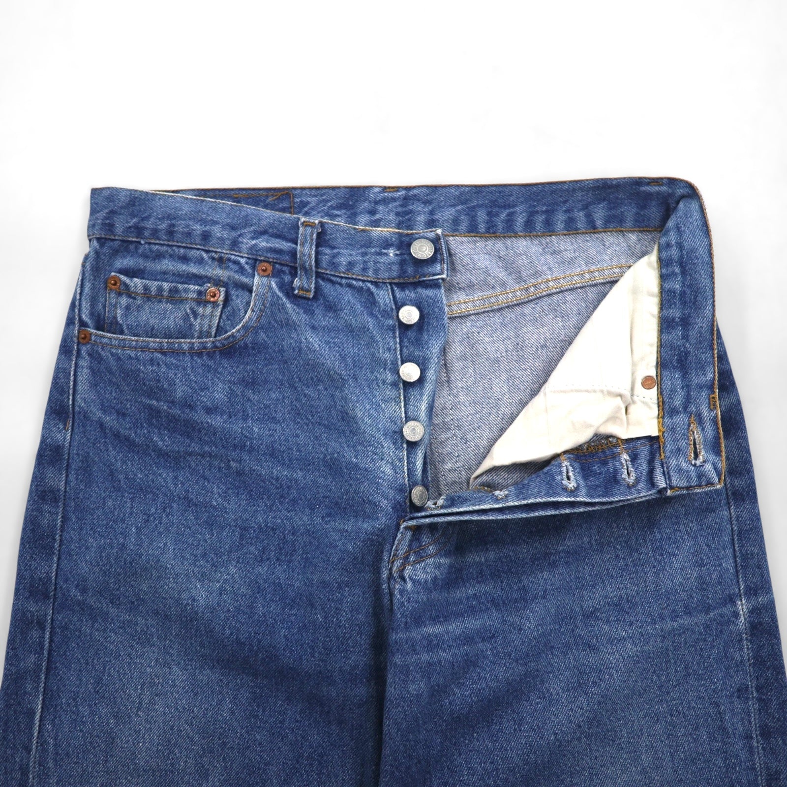 Levi's anni '90 USA 501 Pantaloni in denim Jeans L Indaco 501-0658 Chiusura a bottoni