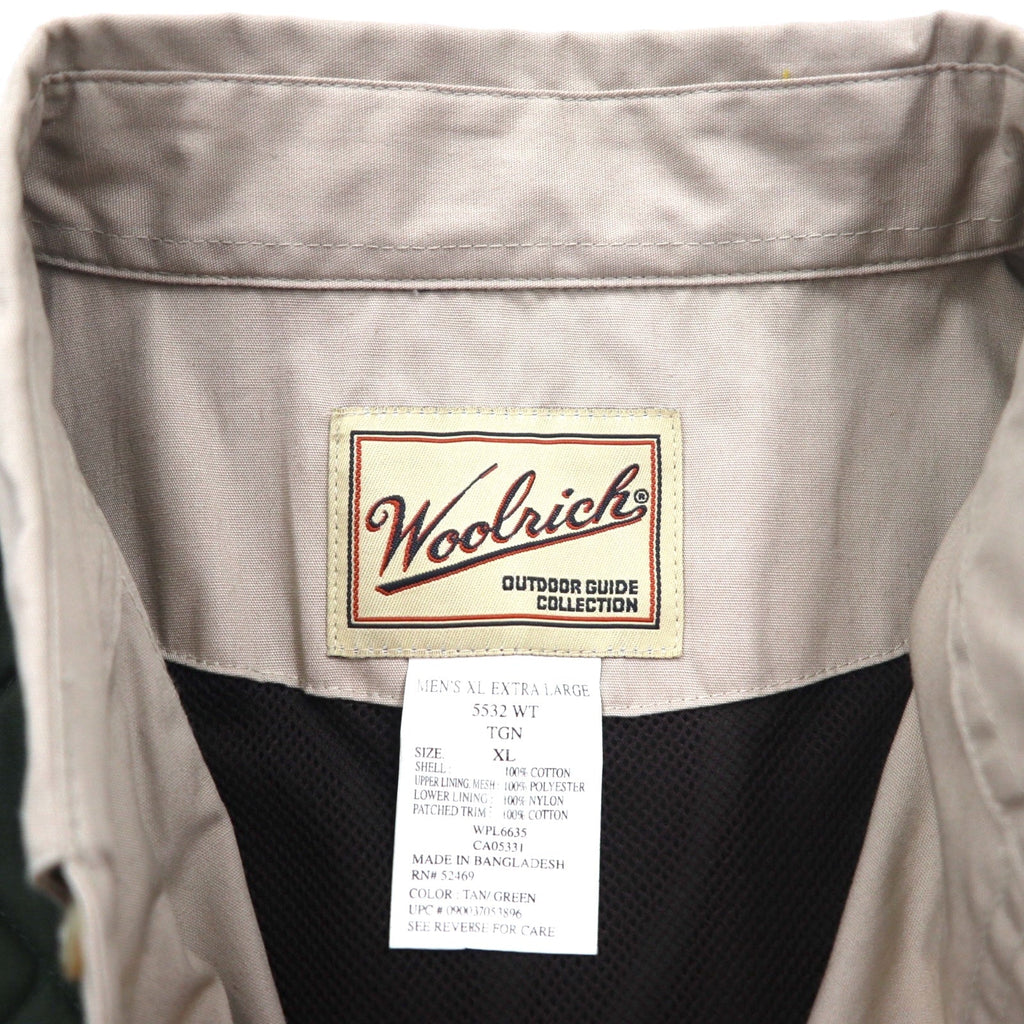 Woolrich 00年代 キルティング 切替 ハンティング シャツ XL ベージュ グリーン 胸ポケット OUTDOOR GUIDE COLLECTION 未使用品