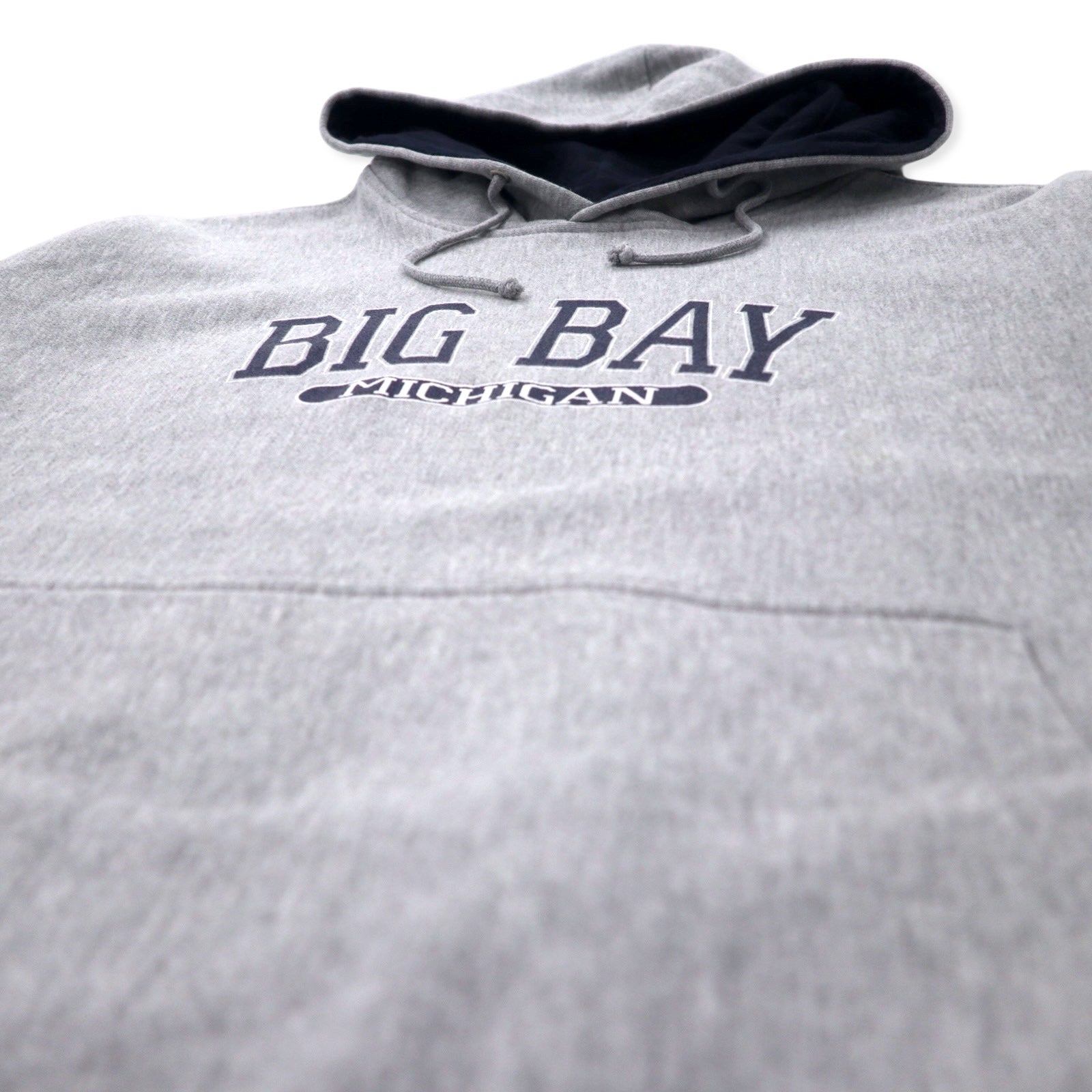 MV SPORT Anni '90 Felpa con cappuccio Reverse Weave XL Grigia Cotone Felpato Interno "Paki-men" Stampa universitaria BIG BAY MICHIGAN PRO-WEAVE Taglia Grande