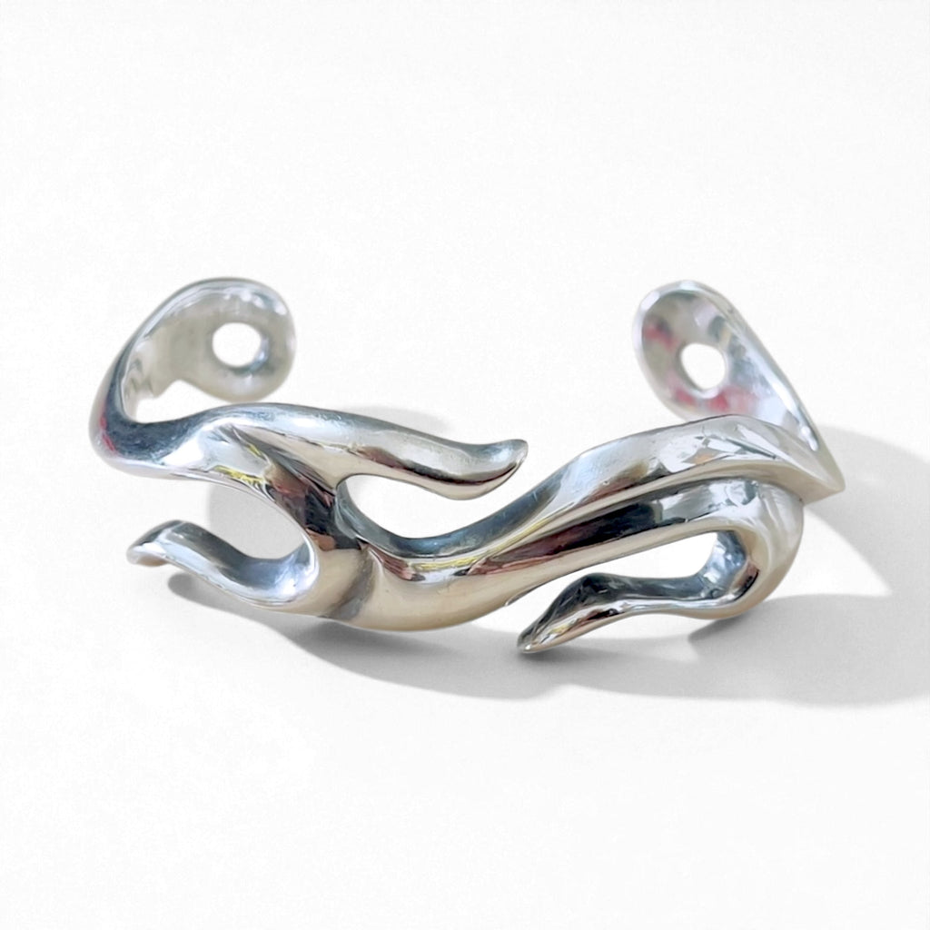 Vintage Sterling Silver Bangle Tribal Design トライバル バングル ファイヤーパターン ブレスレット SILVER 925 ネイティブ