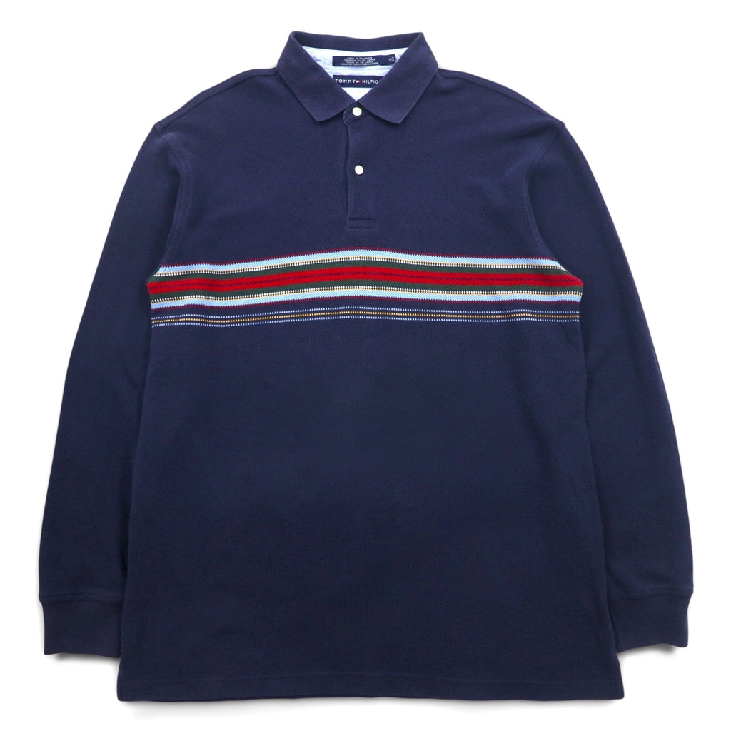 TOMMY HILFIGER Polo a maniche lunghe Rugby shirt L Blu navy Cotone Piqué Prodotto in Sri Lanka
