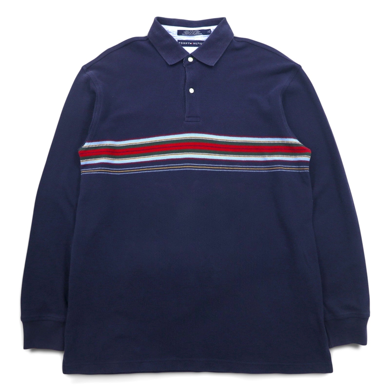 TOMMY HILFIGER Polo a maniche lunghe Rugby shirt L Blu navy Cotone Piqué Prodotto in Sri Lanka