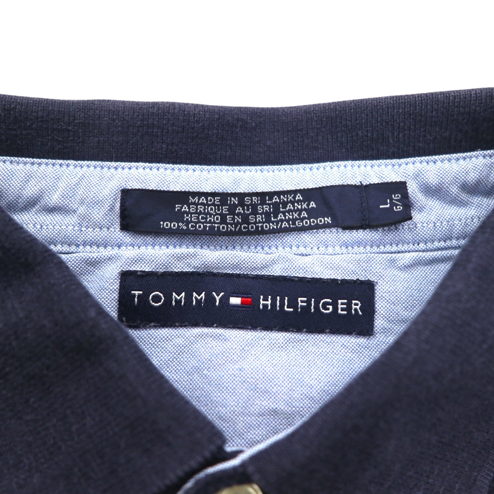 TOMMY HILFIGER Polo a maniche lunghe Rugby shirt L Blu navy Cotone Piqué Prodotto in Sri Lanka