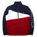 Giacca a vela NAUTICA Giacca a vento in nylon M Colori tricolore Blu navy Logo sulla manica Cappuccio ripiegabile