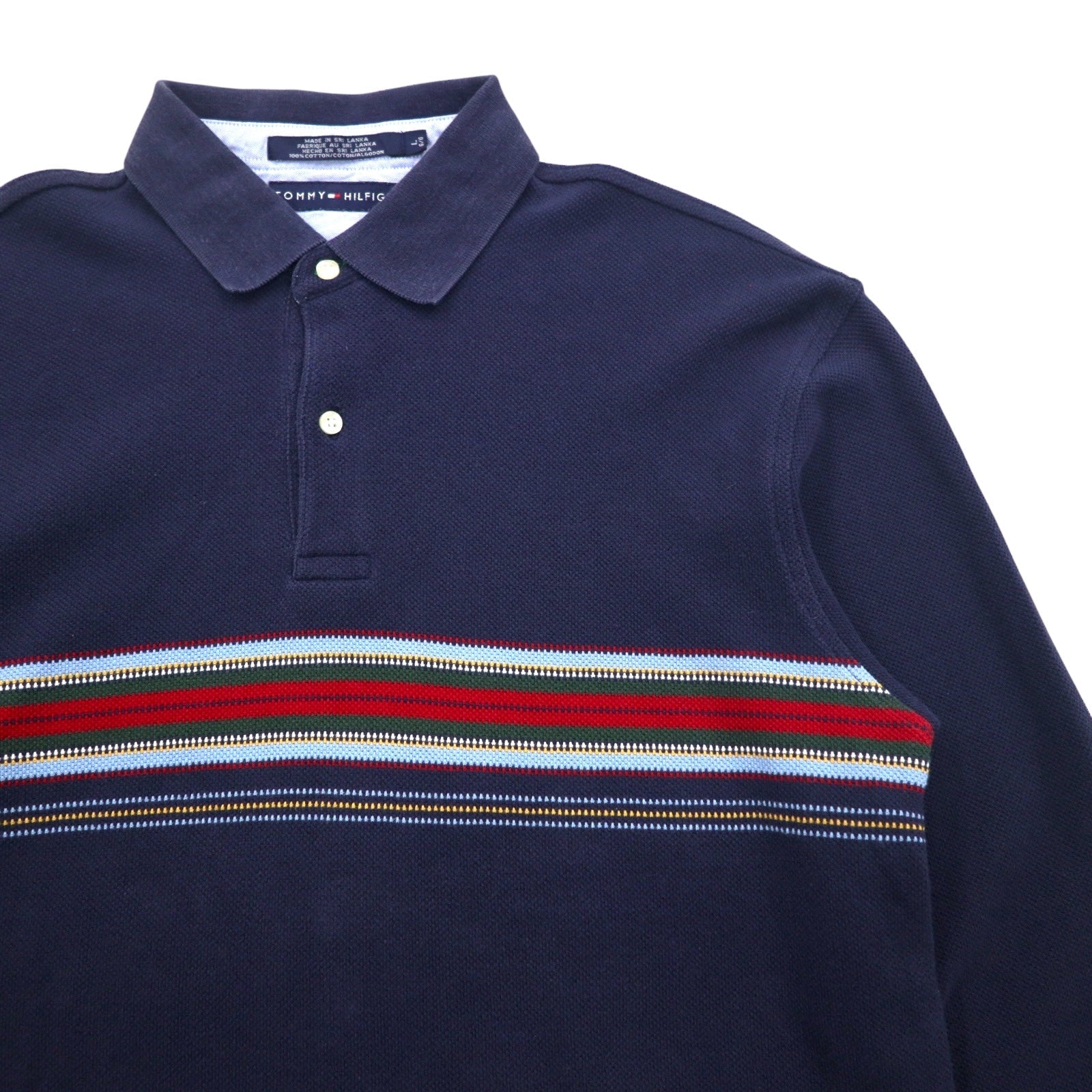 TOMMY HILFIGER Polo a maniche lunghe Rugby shirt L Blu navy Cotone Piqué Prodotto in Sri Lanka