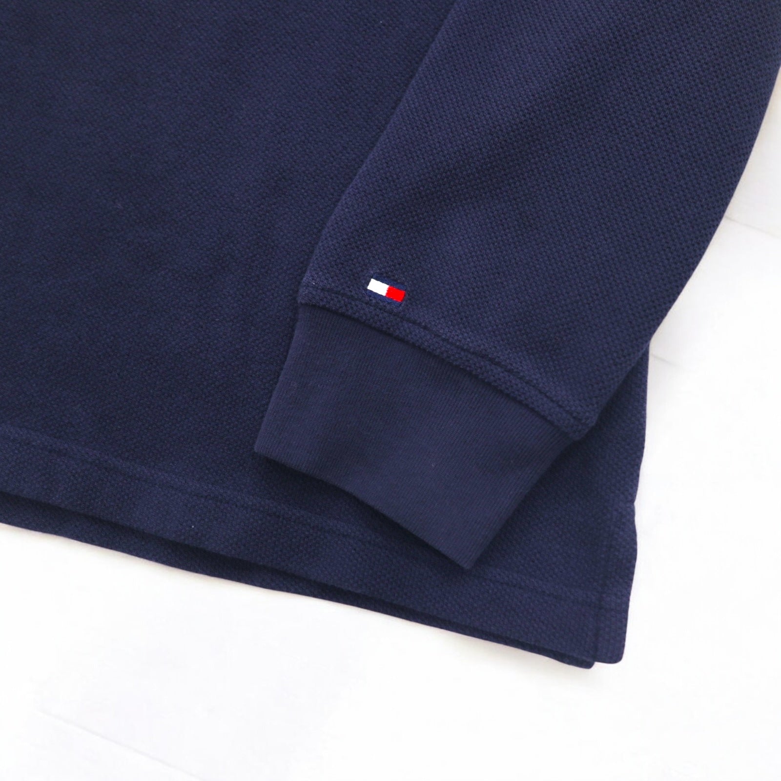 TOMMY HILFIGER Polo a maniche lunghe Rugby shirt L Blu navy Cotone Piqué Prodotto in Sri Lanka