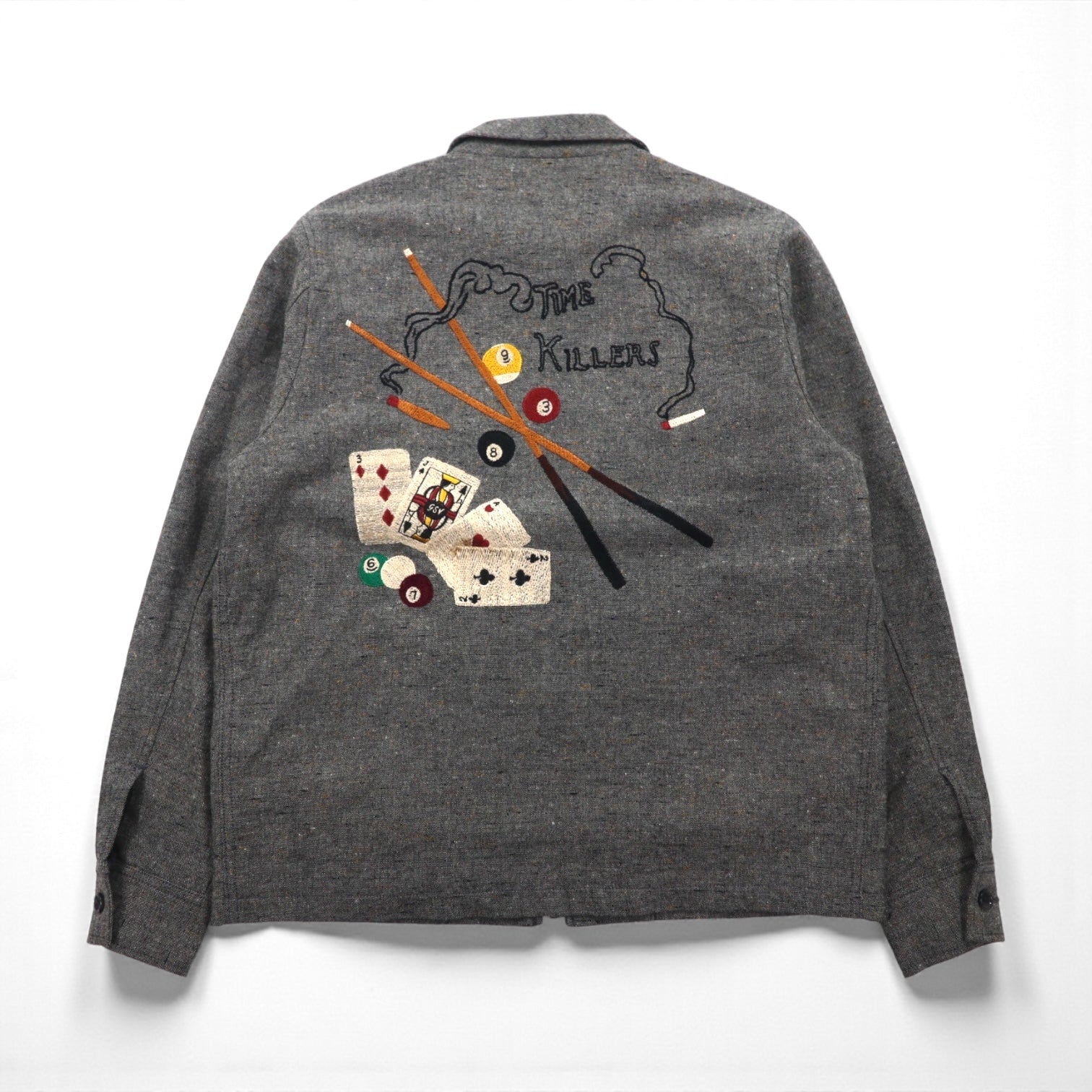 GANGSTERVILLE 日本製 ネップジャケット ジップアップ ハリントンジャケット S TIME KILLERS 刺繍 GSV-19-AW-16