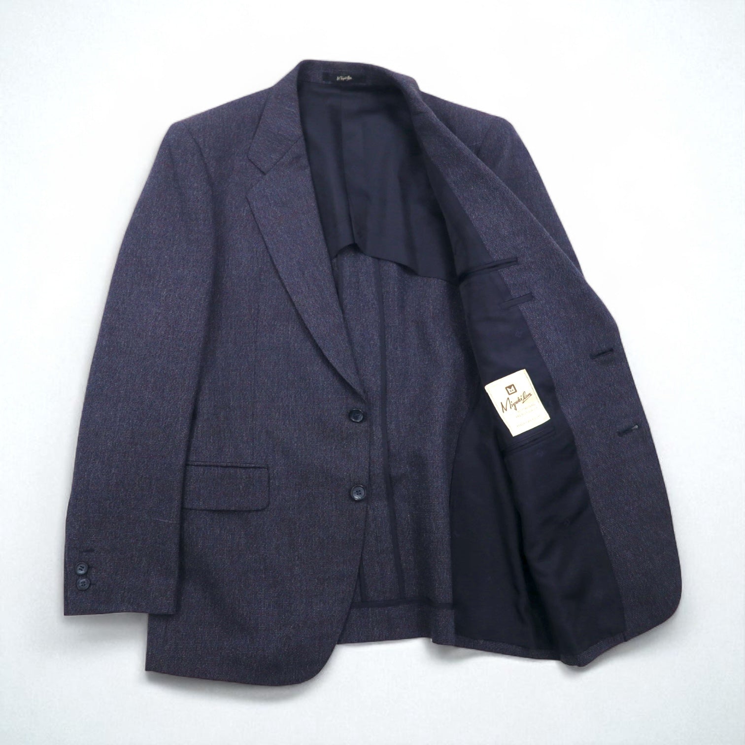 Abito completo vintage giapponese anni '80 Miyukilan in lana blu navy taglia M