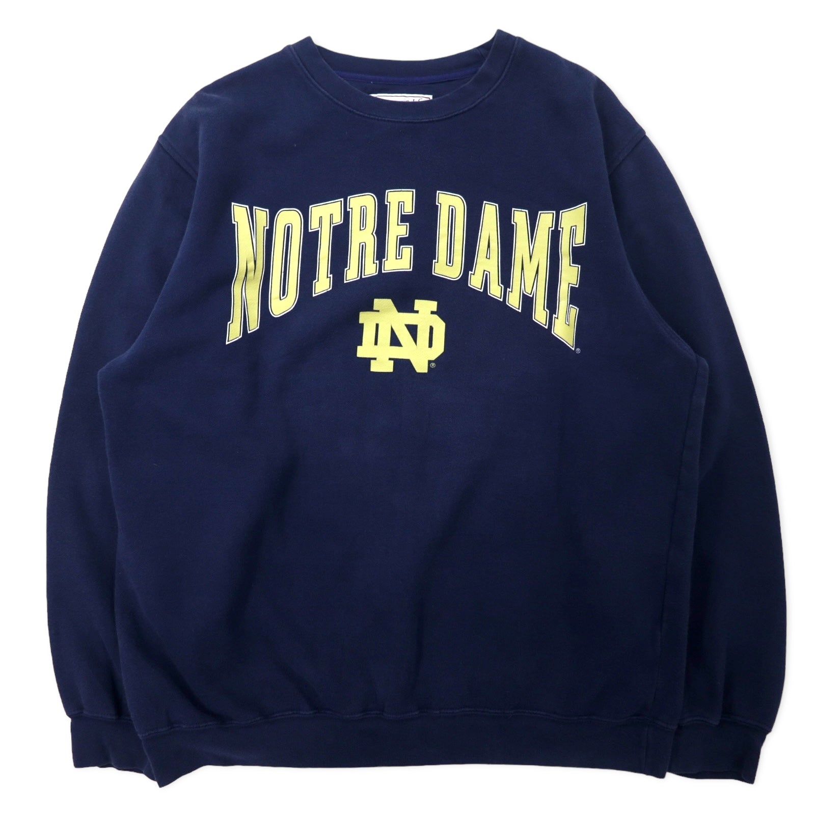 CLASSIC SOFFE Stampa Universitaria Felpa L Blu Navy Cotone Tessuto Pakistano NOTRE DAME