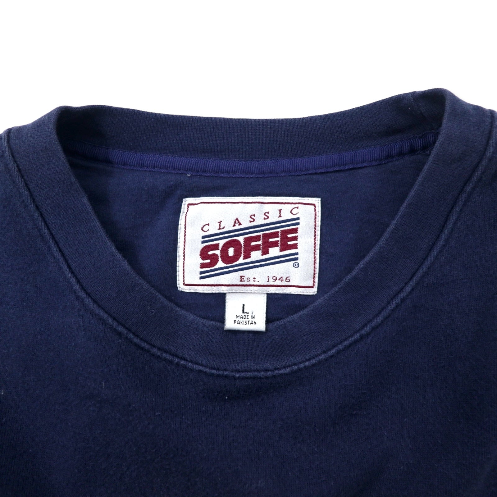 CLASSIC SOFFE Stampa Universitaria Felpa L Blu Navy Cotone Tessuto Pakistano NOTRE DAME