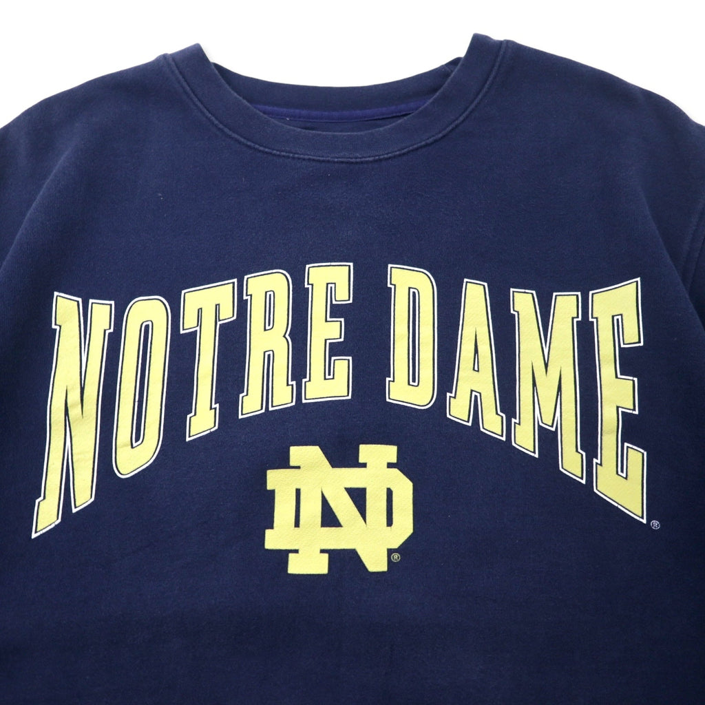 CLASSIC SOFFE Stampa Universitaria Felpa L Blu Navy Cotone Tessuto Pakistano NOTRE DAME
