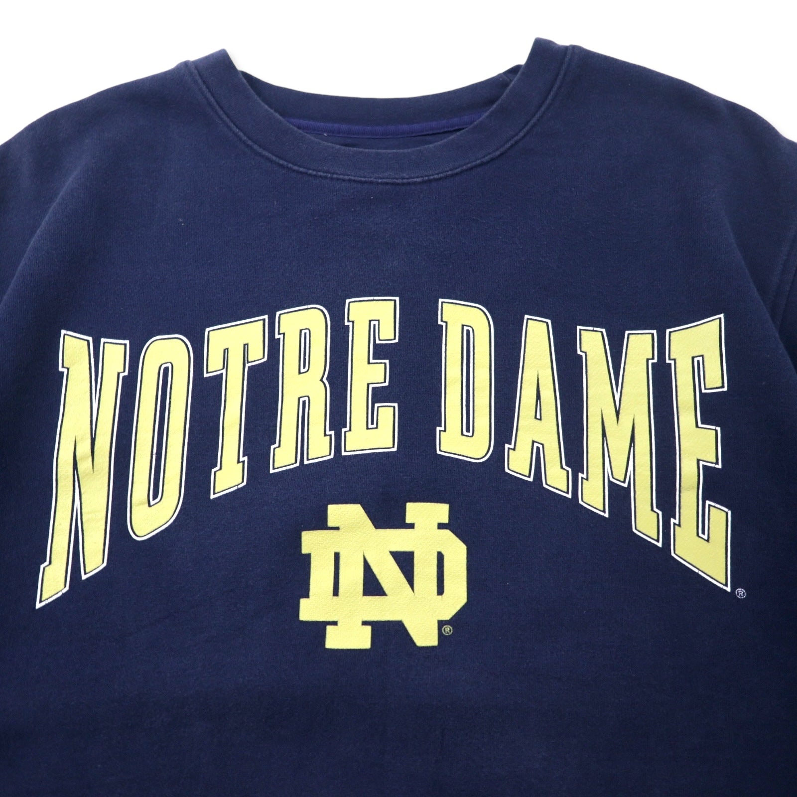CLASSIC SOFFE Stampa Universitaria Felpa L Blu Navy Cotone Tessuto Pakistano NOTRE DAME