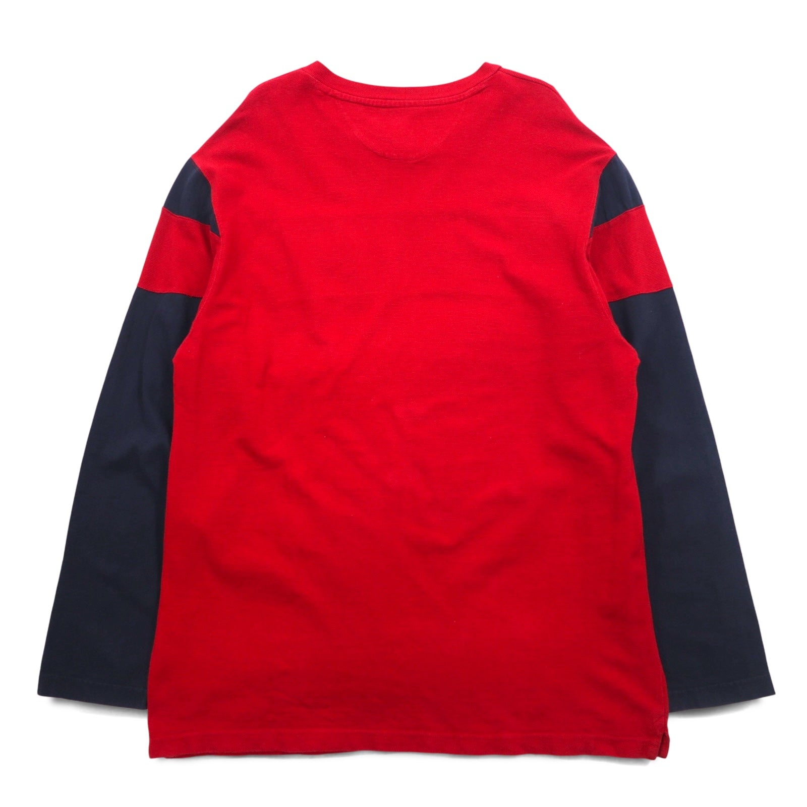 CHAPS RALPH LAUREN anni '90 T-shirt a manica lunga L rossa con logo ricamato