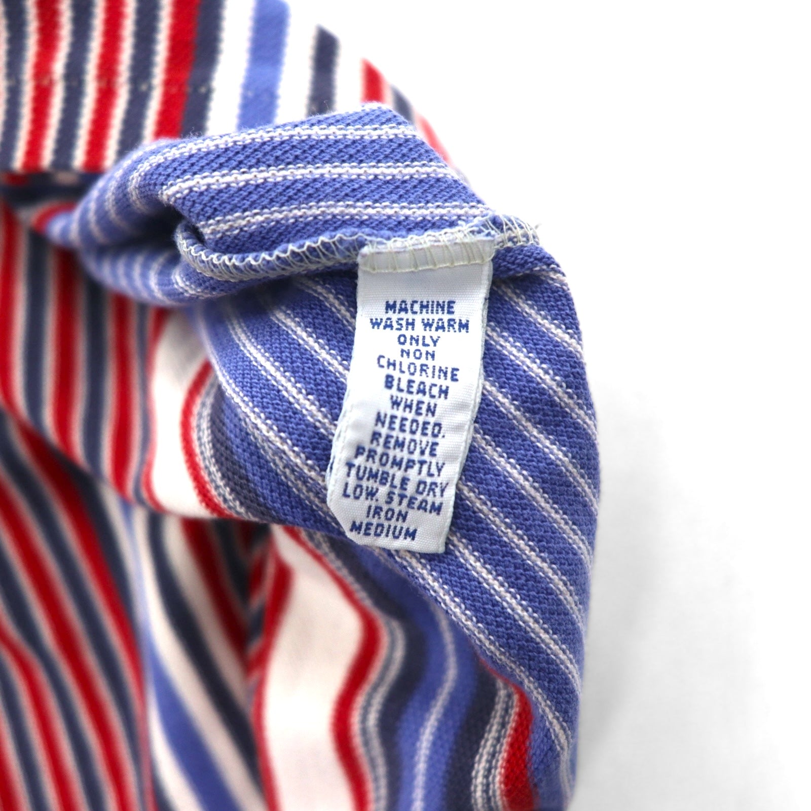 Polo Ralph Lauren Anni '90 Made in USA Multistripe Piqué Polo XL Bianco Blu Rosso Ricamo Piccolo Pony