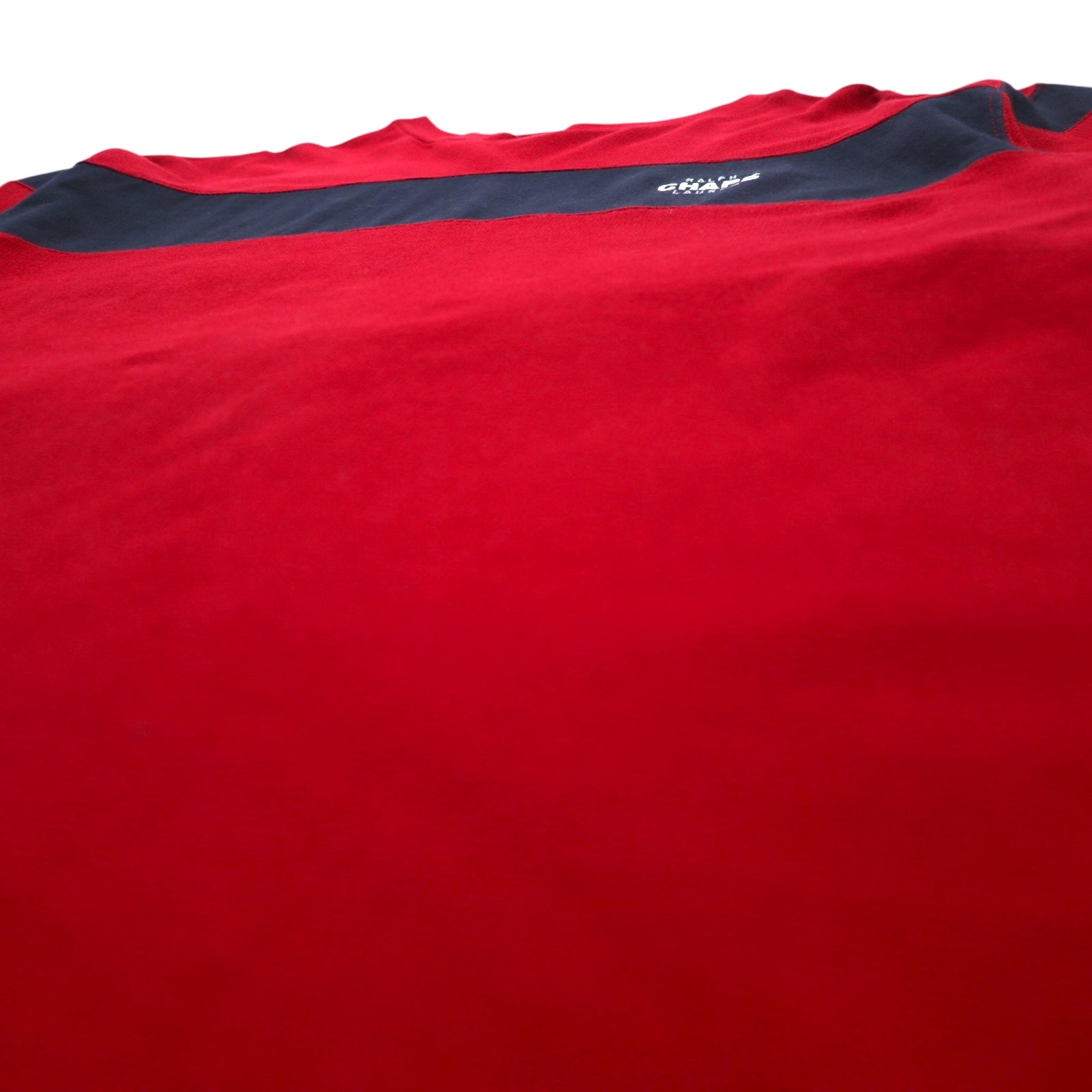 CHAPS RALPH LAUREN anni '90 T-shirt a manica lunga L rossa con logo ricamato