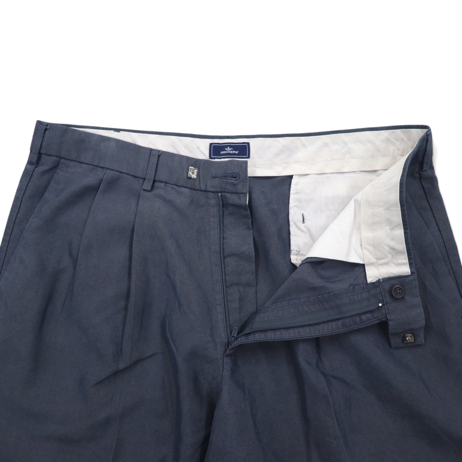 DOCKERS (Levi's) Pantaloni ampi con pince relaxed fit L Navy Tencel Poliestere PLEATED RELAXED FIT