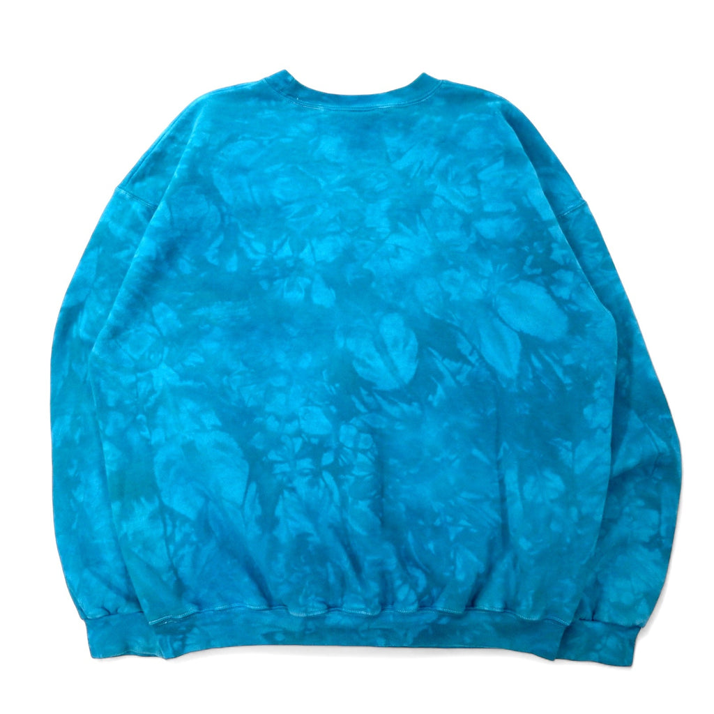 Hanes anni '90 felpa stampata indiana L blu tie-dye cotone Kokopelli