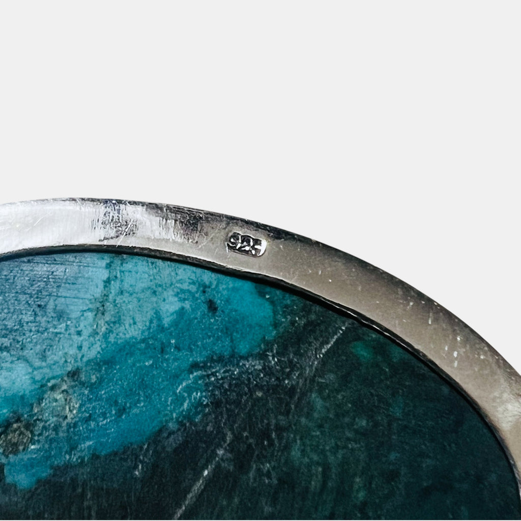 Sterling Silver 925 Turquoise Necklace ターコイズ ホピチェーン ネックレス チョーカー 天然石 ペンダント オーバル カボション ラージ
