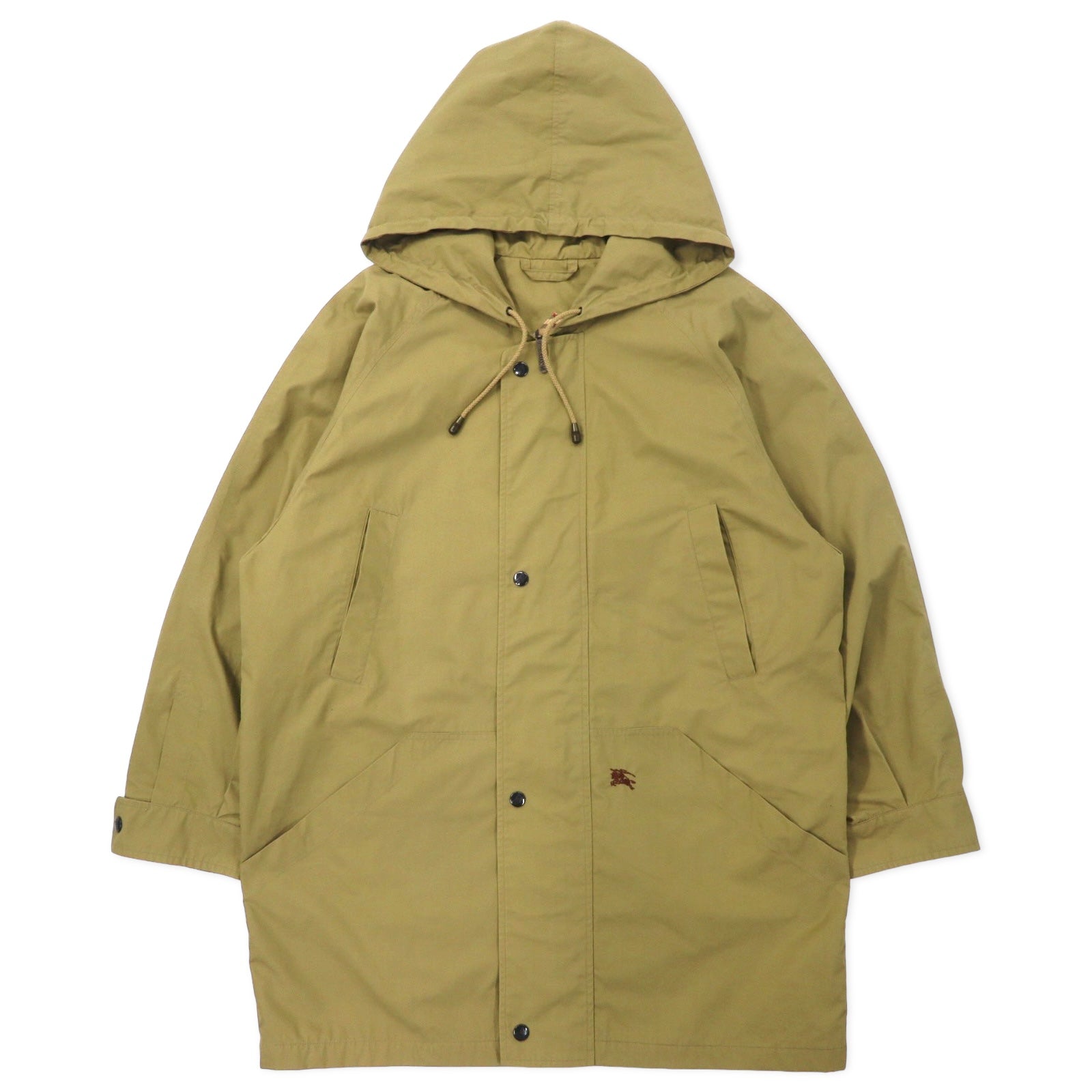 Burberrys cappotto con cappuccio, Made in England, vintage, taglia L, beige, in cotone e poliestere, con logo ricamato, fodera Nova Check