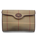 Burberrys borsa a mano clutch beige iridescente in tela di nylon a quadri Windowpane vecchio modello
