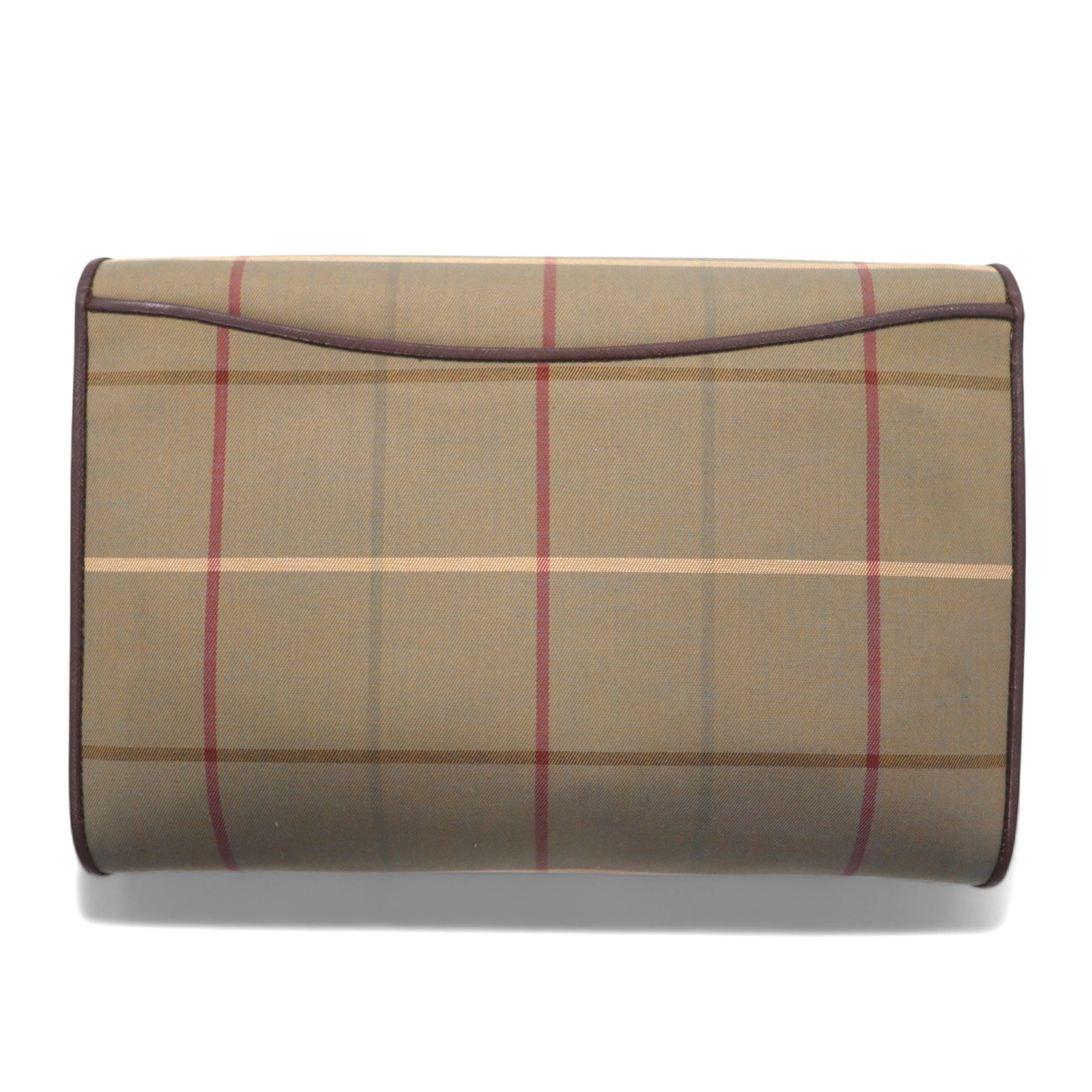 Burberrys borsa a mano clutch beige iridescente in tela di nylon a quadri Windowpane vecchio modello
