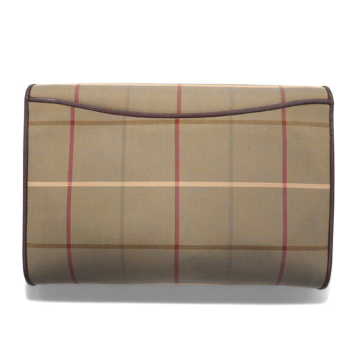Burberrys borsa a mano clutch beige iridescente in tela di nylon a quadri Windowpane vecchio modello