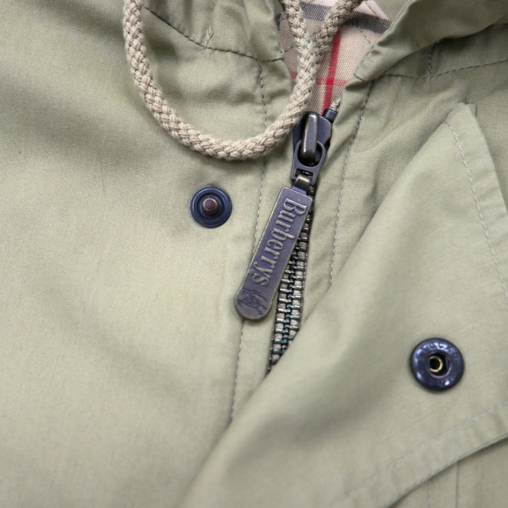 Burberrys cappotto con cappuccio, Made in England, vintage, taglia L, beige, in cotone e poliestere, con logo ricamato, fodera Nova Check