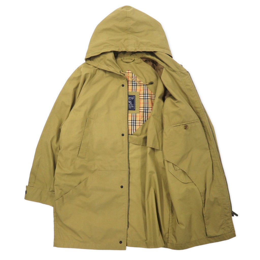 Burberrys cappotto con cappuccio, Made in England, vintage, taglia L, beige, in cotone e poliestere, con logo ricamato, fodera Nova Check