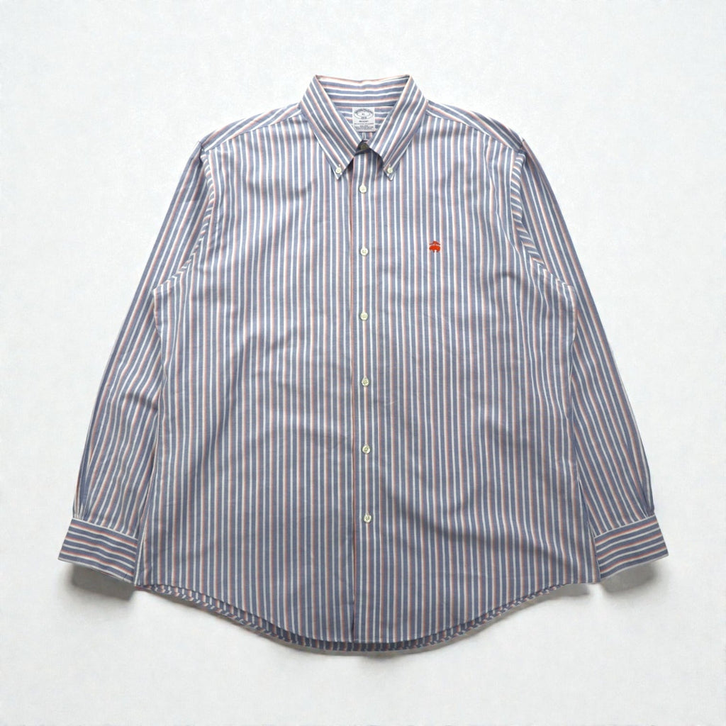 Brooks Brothers オックスフォード ボタンダウン シャツ XL ブルー REGENT ストライプ スーピマコットン