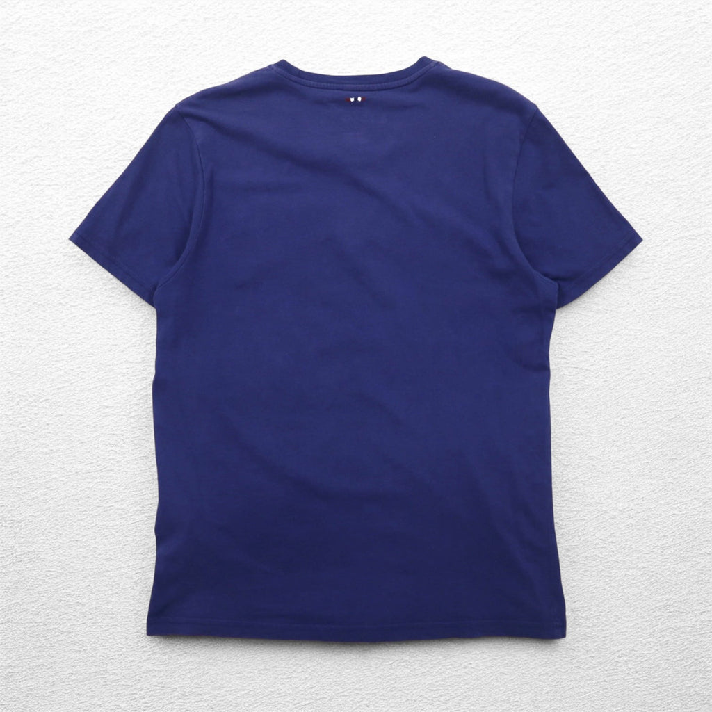 NAPAPIJRI プリント Tシャツ M ネイビー コットン トルコ製