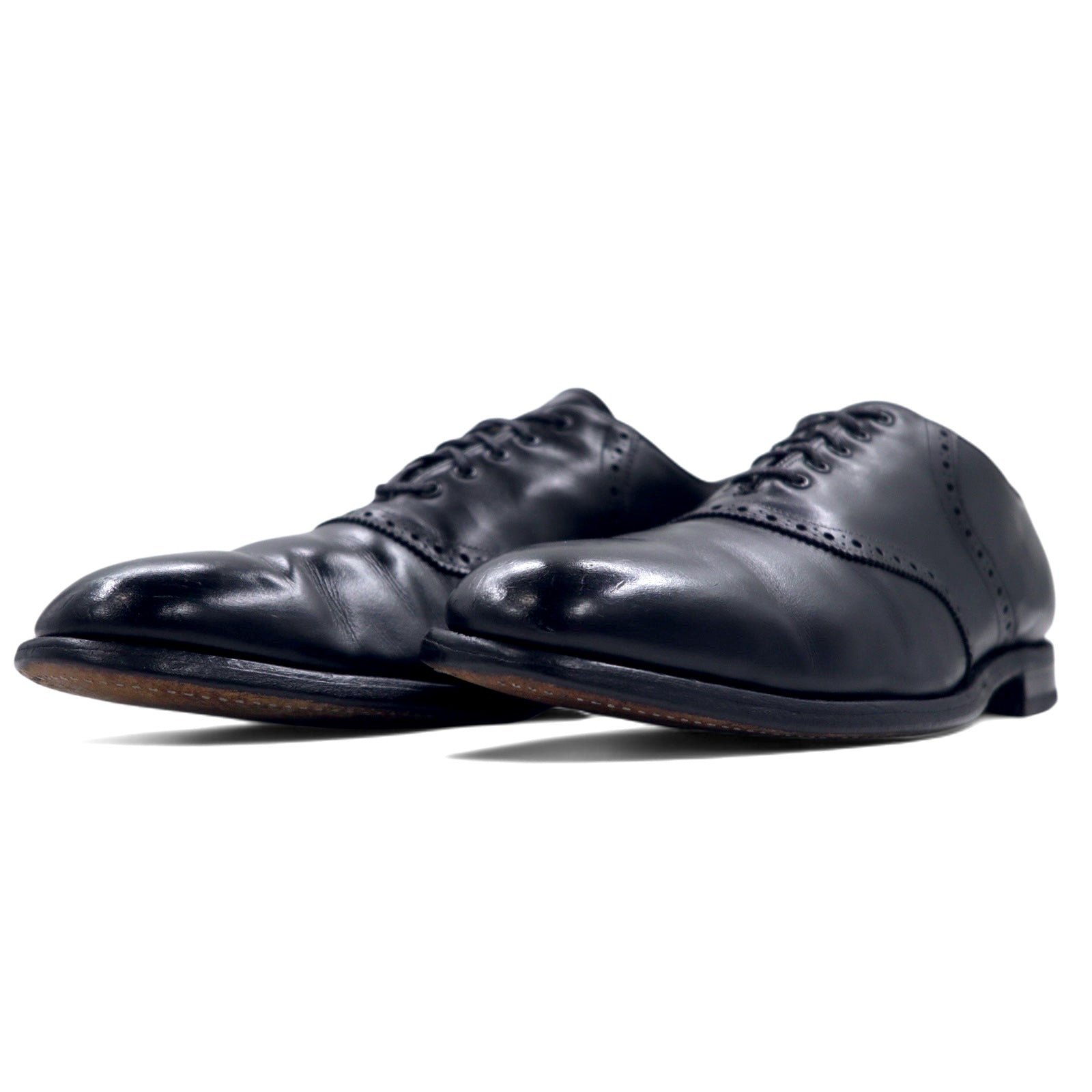 J&M (JOHNSTON & MURPHY) Made in USA Anni '70 Saddle Shoes 28,5 cm Nere Pelle Aristocraft 23741