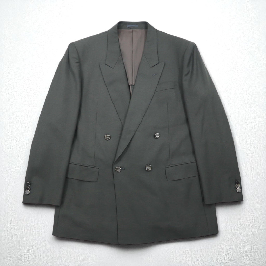 LANVIN 90年代 ダブルブレスト ピークドラペル スーツ ブレザー セットアップ L メタルボタン ワイド